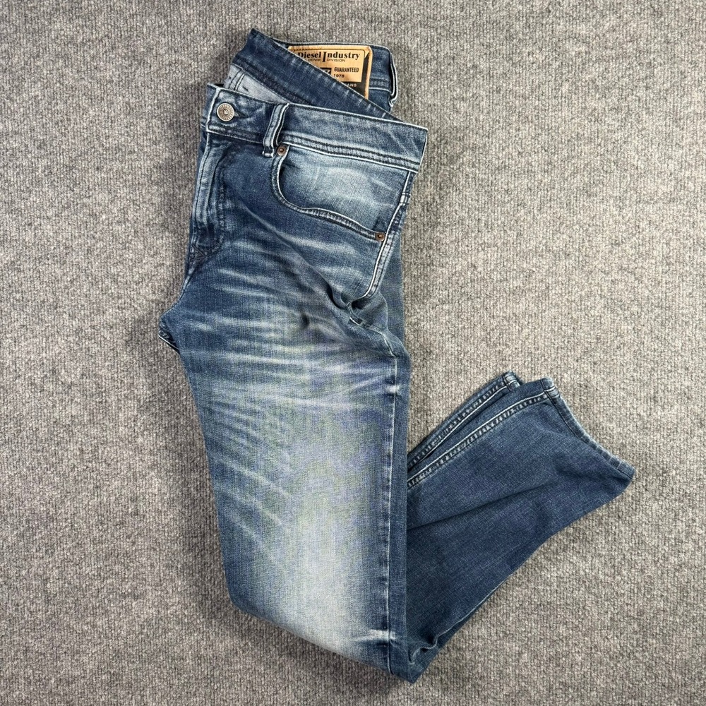 Diesel 1979 Sleenker-R Jeans Mens 32 Blue Medium Wash Skinny Fit Distressed